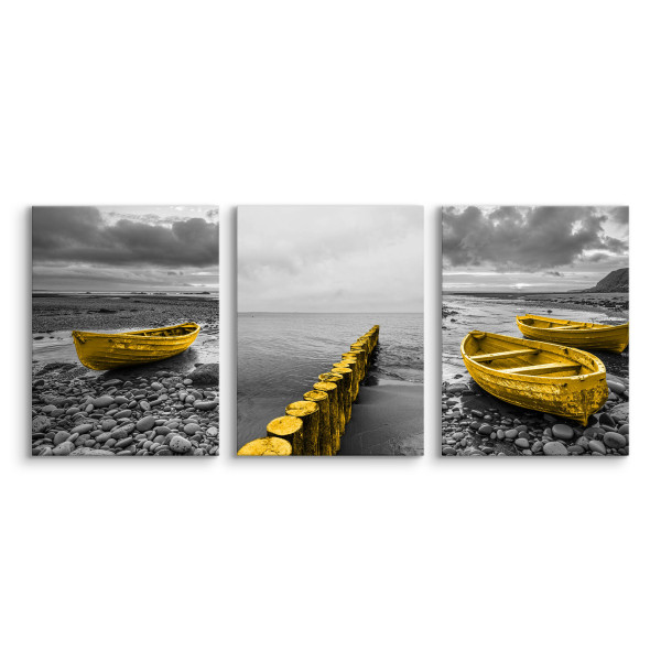 3x Obraz Set Morze Plaża Łódki Nadmorski Krajobraz Natura 30x40cm