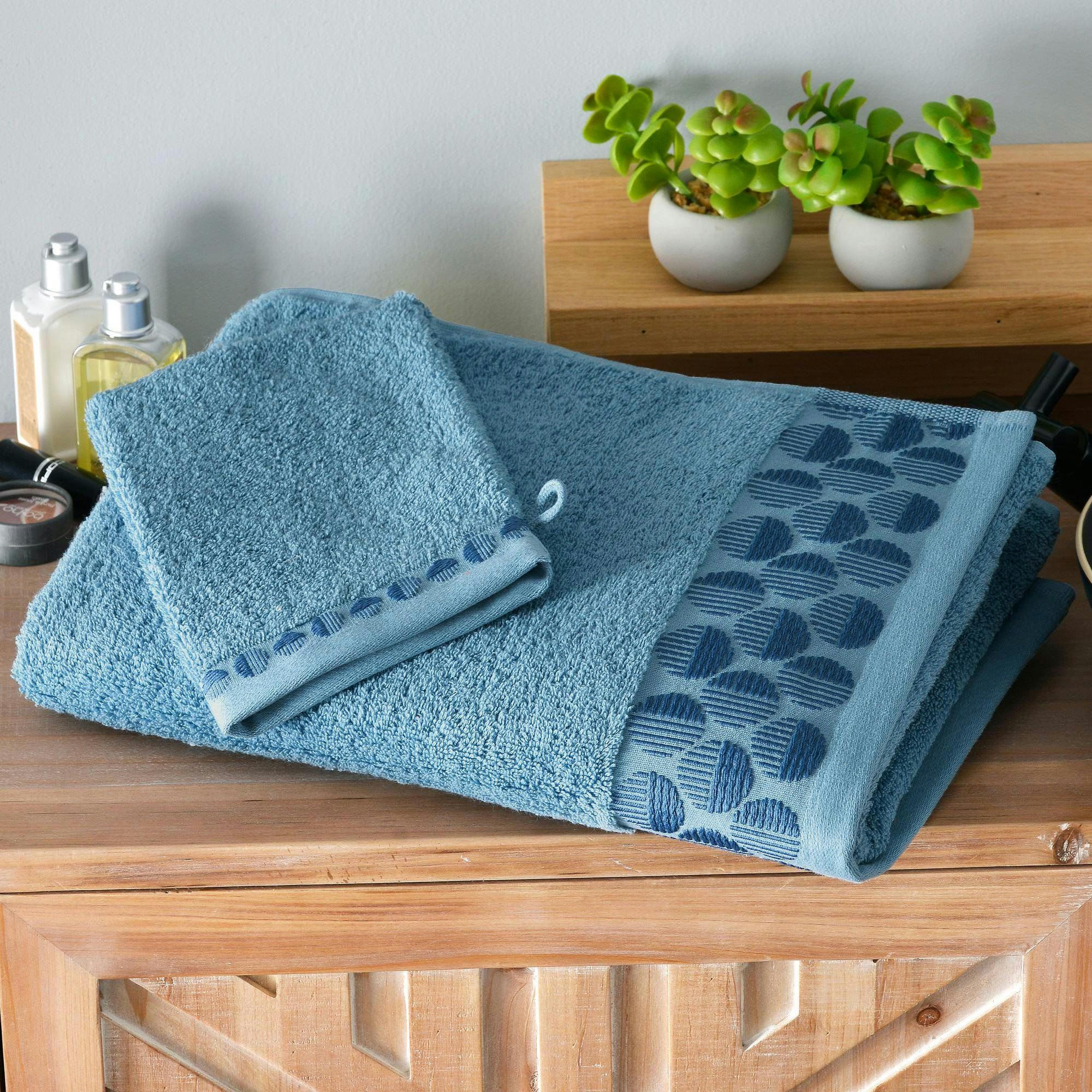 SERVOPTIQUE - Drap de bain 100x150 bleu en coton 450 g/m²