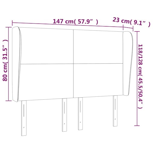 NNEVL Headboard with Ears Dark Grey 147x23x118/128 cm Fabric