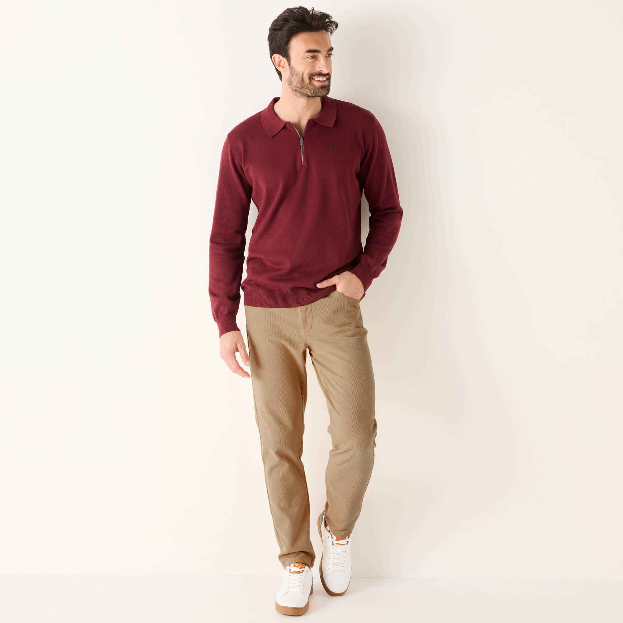 Pantalon 5 poches velours fines c&ocirc;tes élastiqué c&ocirc;tés