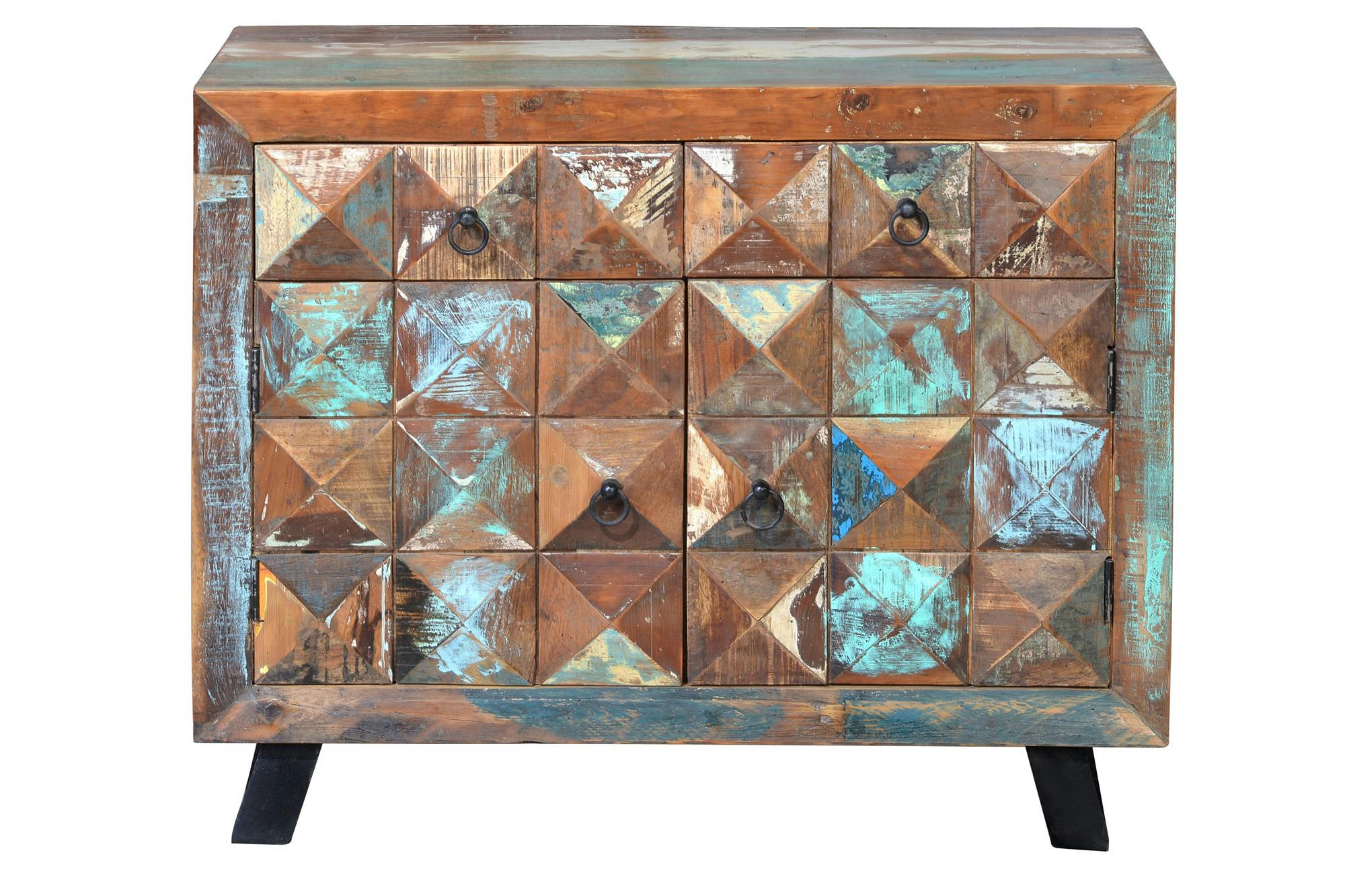 DIAMANTE RECICLADO - Commode en bois recyclé multicolore