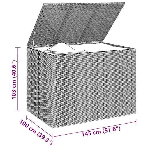 NNEVL Garden Cushion Box PE Rattan 145x100x103 cm Brown