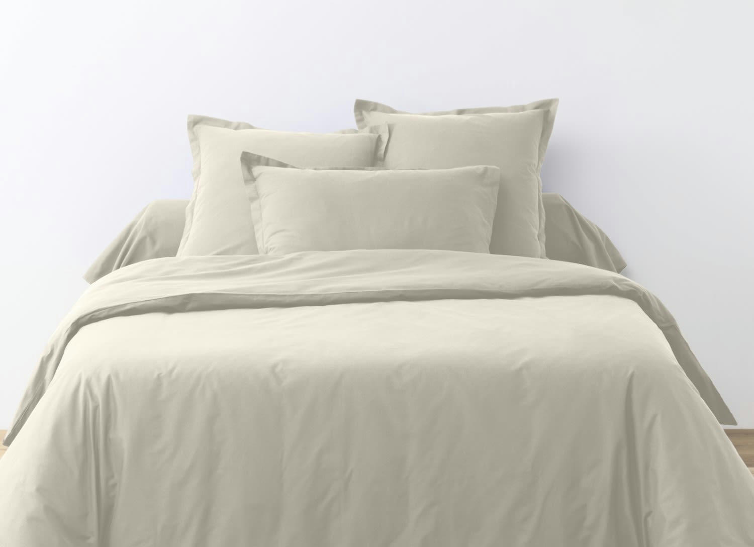 UNI BP - Parure housse de couette coton blanc 140x200 cm