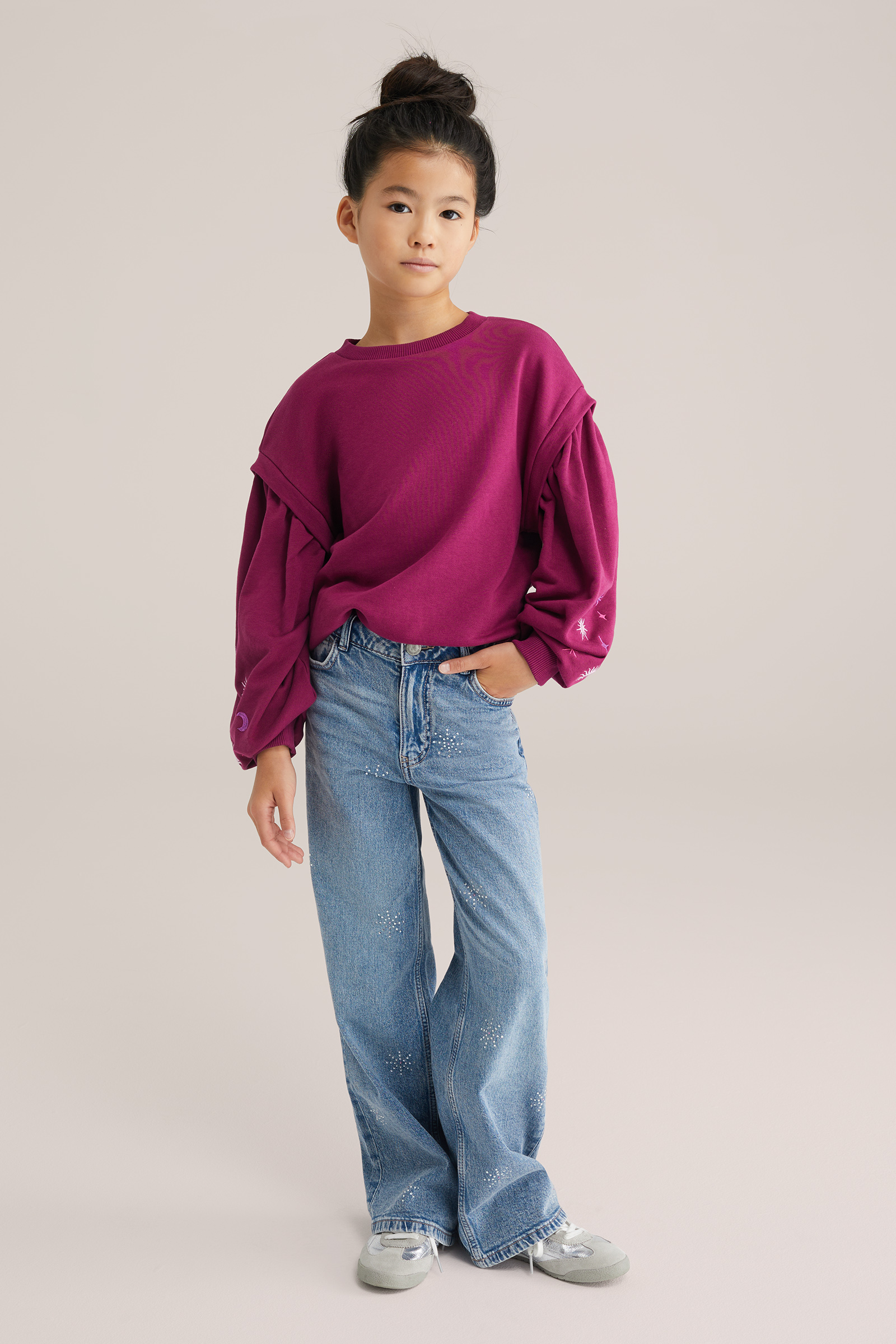 Meisjes wide leg jeans met stretch