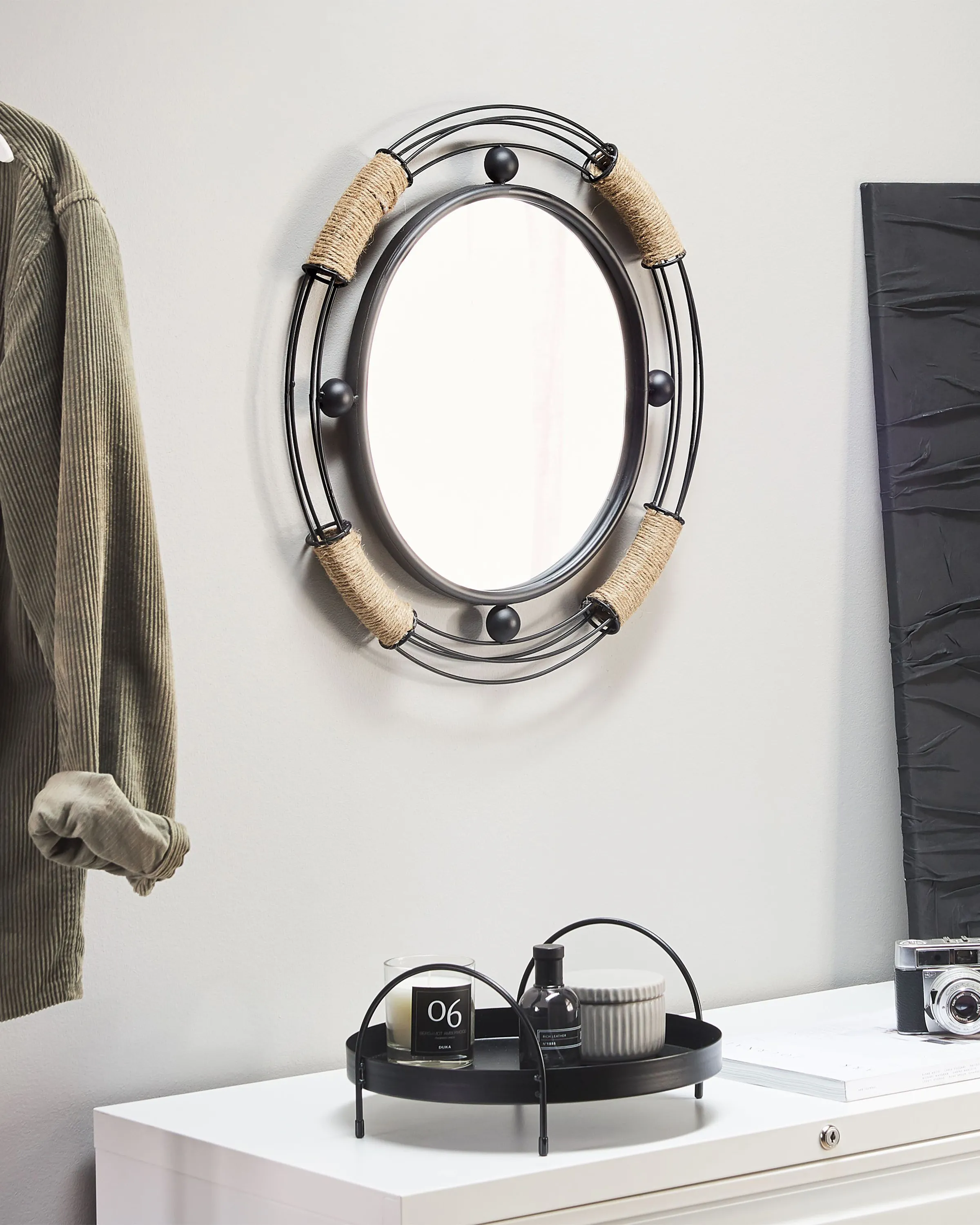 Wall Mirror MOULINS 50 cm 55 cm Metal Black
