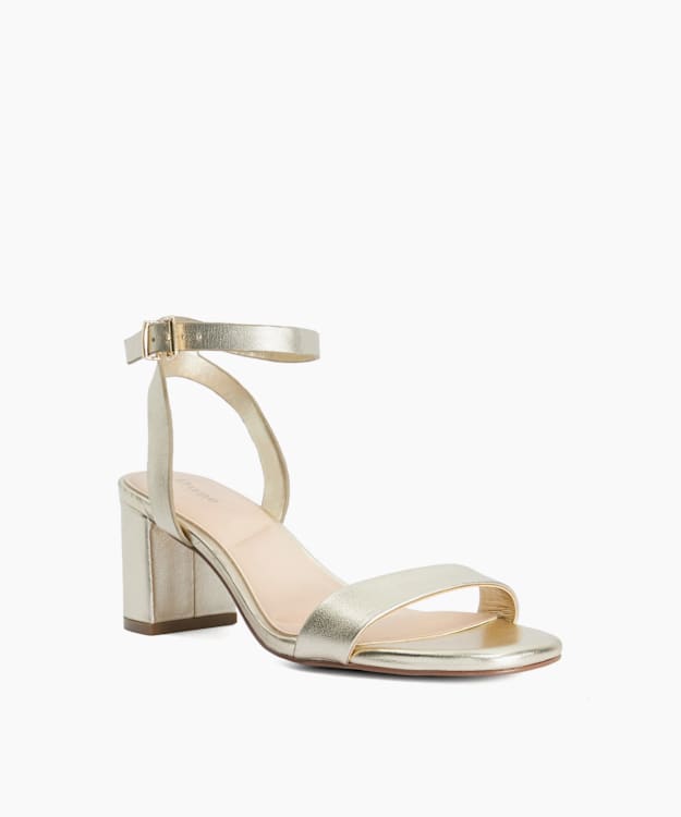 Medina Gold - Gold Leather Block Heel Sandals