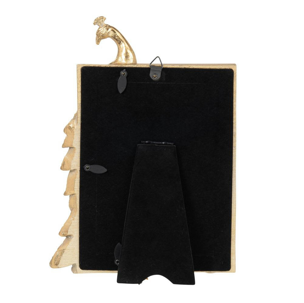 LEOPOLD - Cadre photo paon en polyrésine dorée 10x15