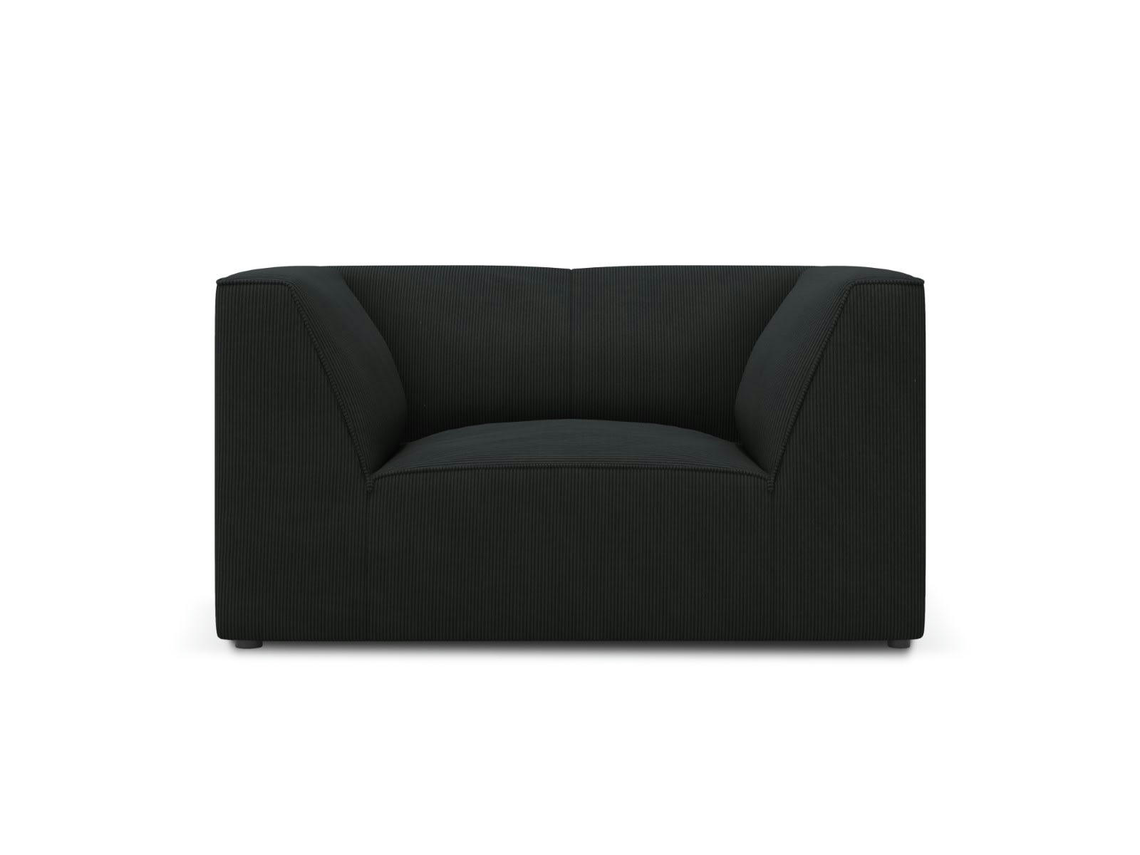 RUBY - Fauteuil en tissu velours côtelé noir