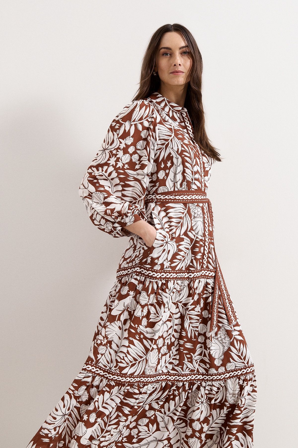 Phase Eight Floral Print Midi Shirt Dress