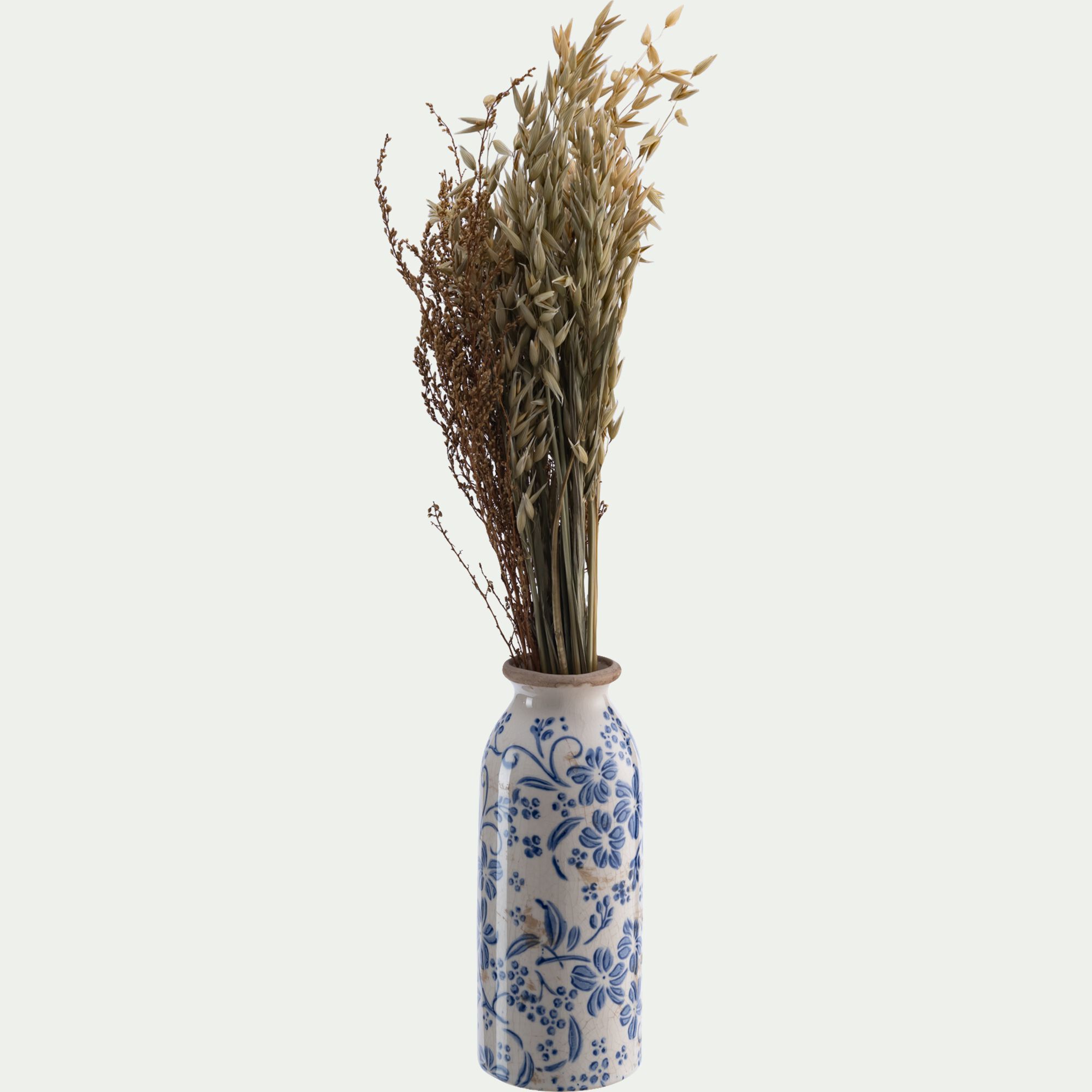 CERASUS - Vase à motif fleuri en céramique H20cm - bleu