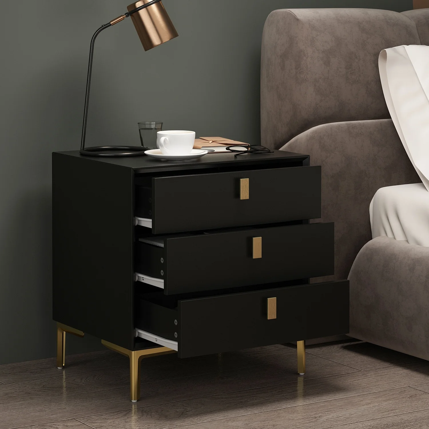 Timechee 3-Drawer Nightstand End Table Bedside Table