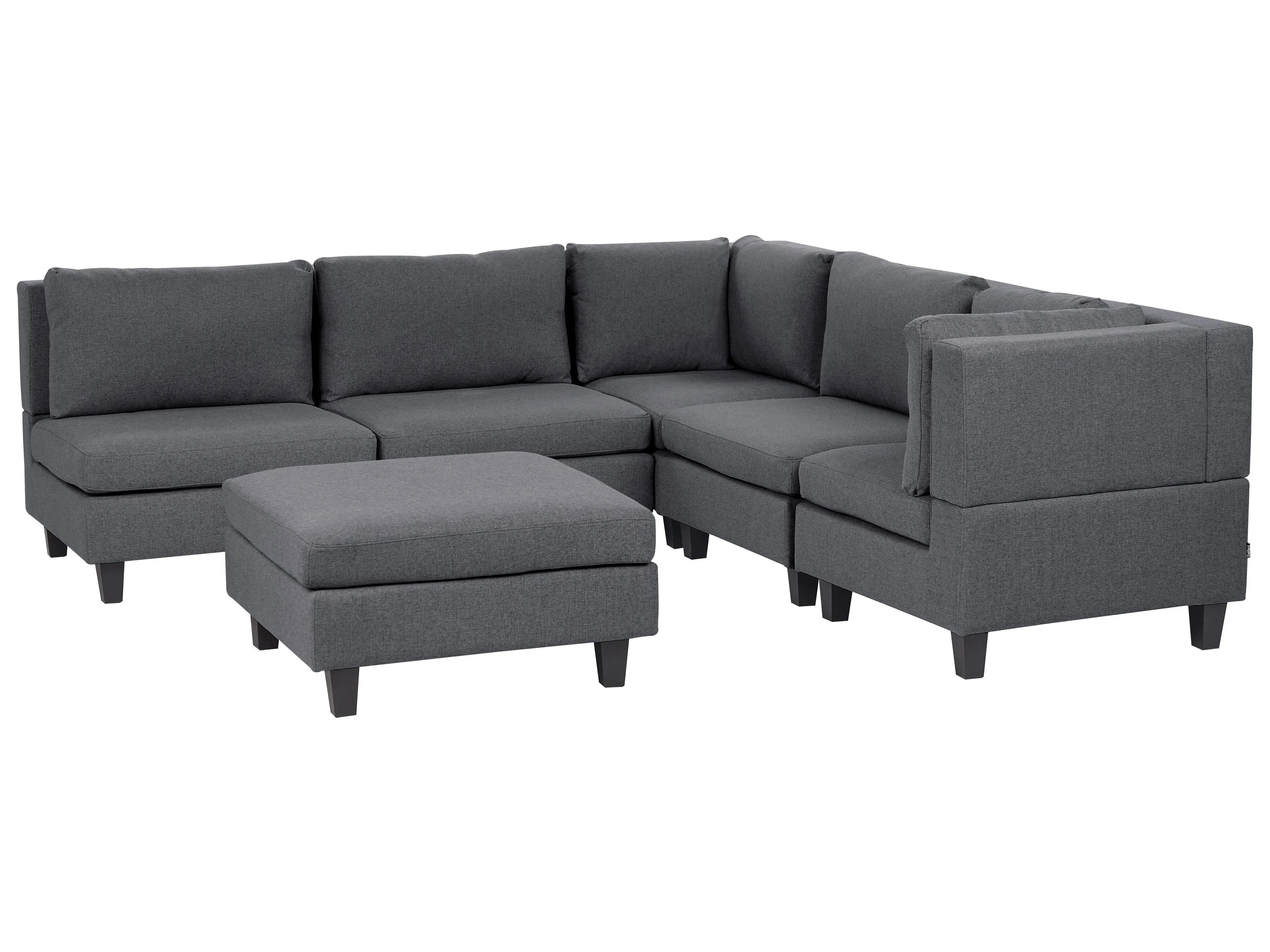 Modular Corner Sofa 5 Seater UNSTAD Fabric Dark Grey with Ottoman Left Hand