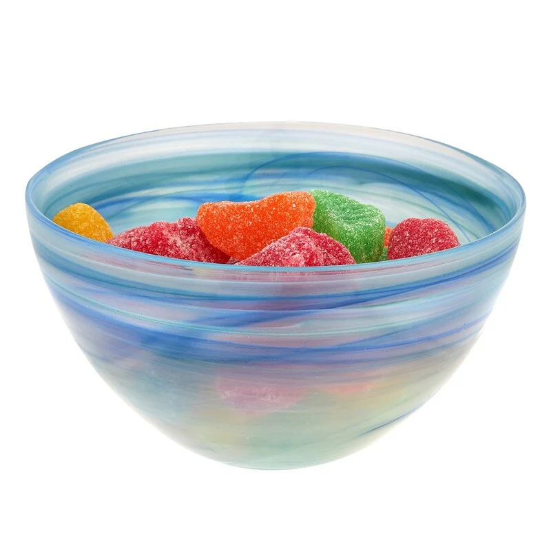 Aqua Blue Alabaster Glass 6 Round Salad or Candy Bowl