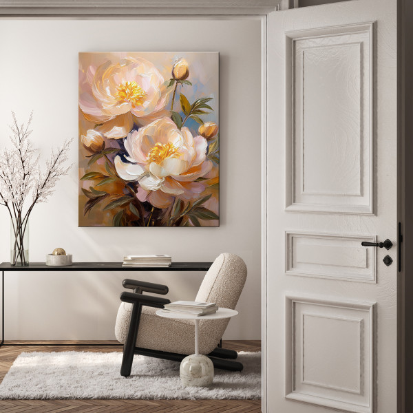 Feeby Obraz na płótnie, Piwonia Kwiat Malowany 40x60