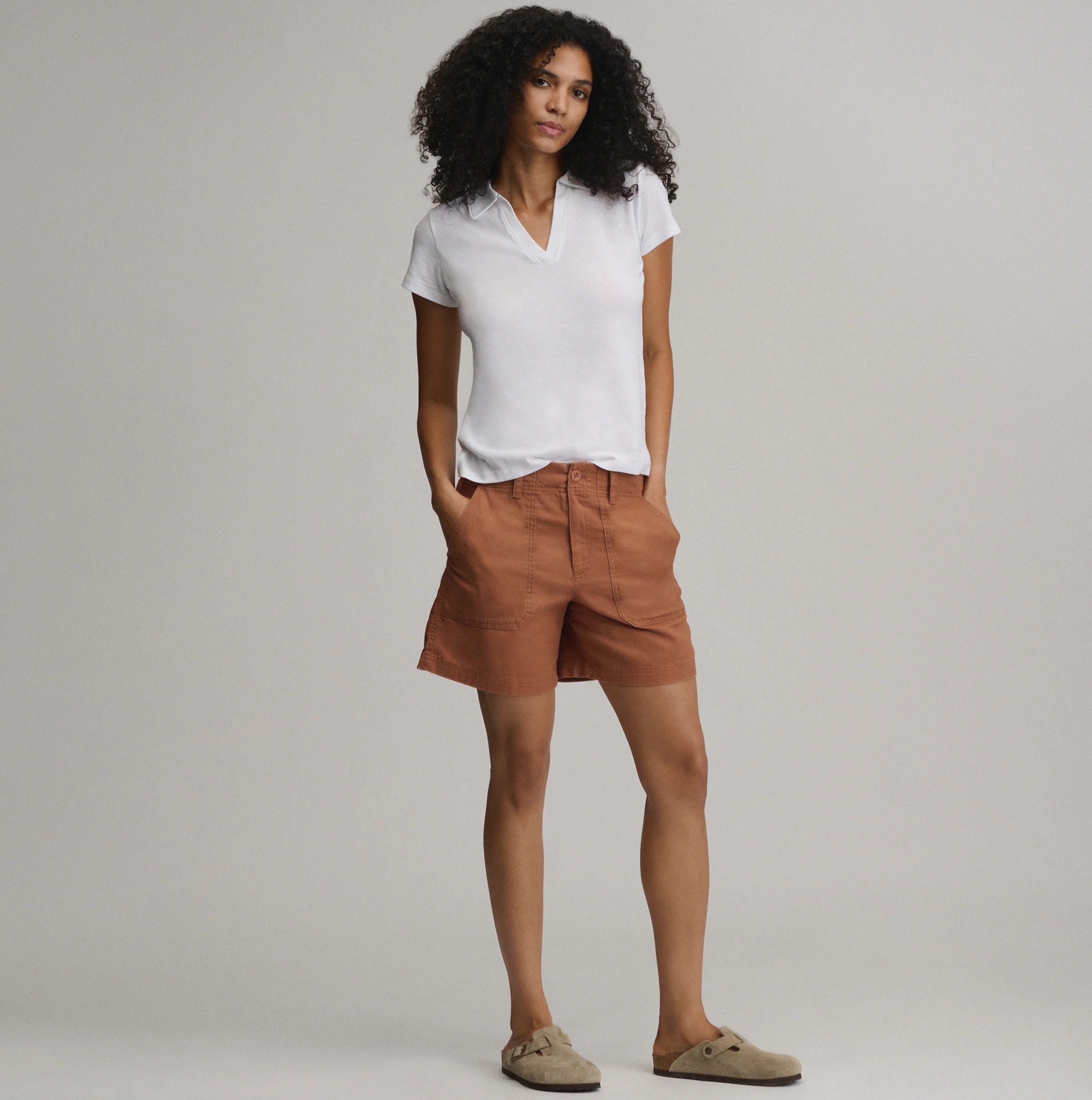 Women's Everyday Short Sleeve Collared Split Neck