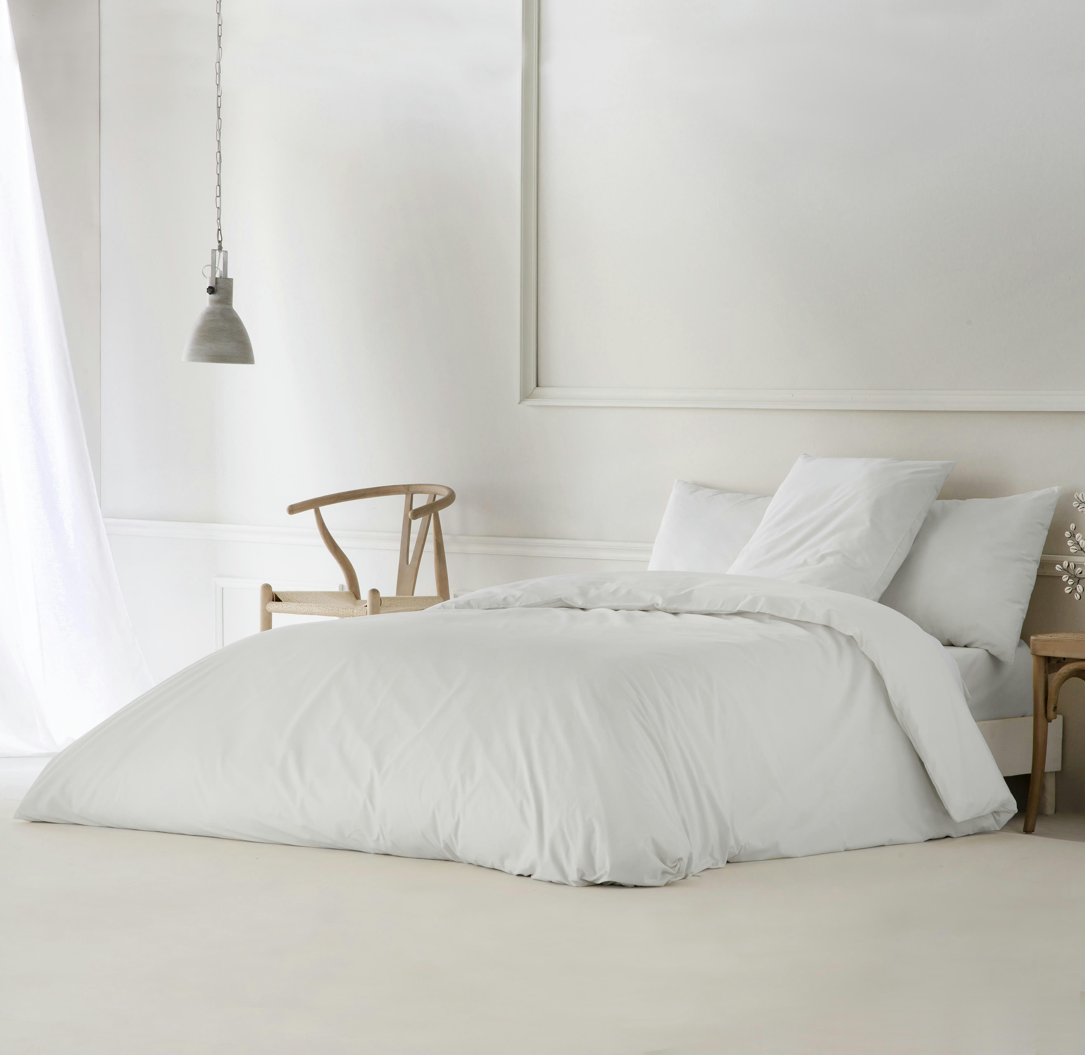UNI - Housse de couette en percale coton blanc 200x200 cm
