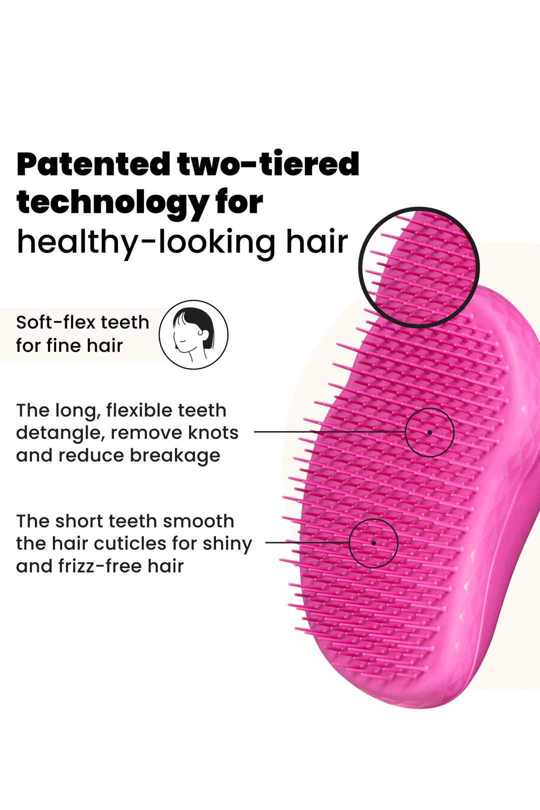 Tangle Teezer Fine and Fragile Detangling Hairbrush - Berry Bright