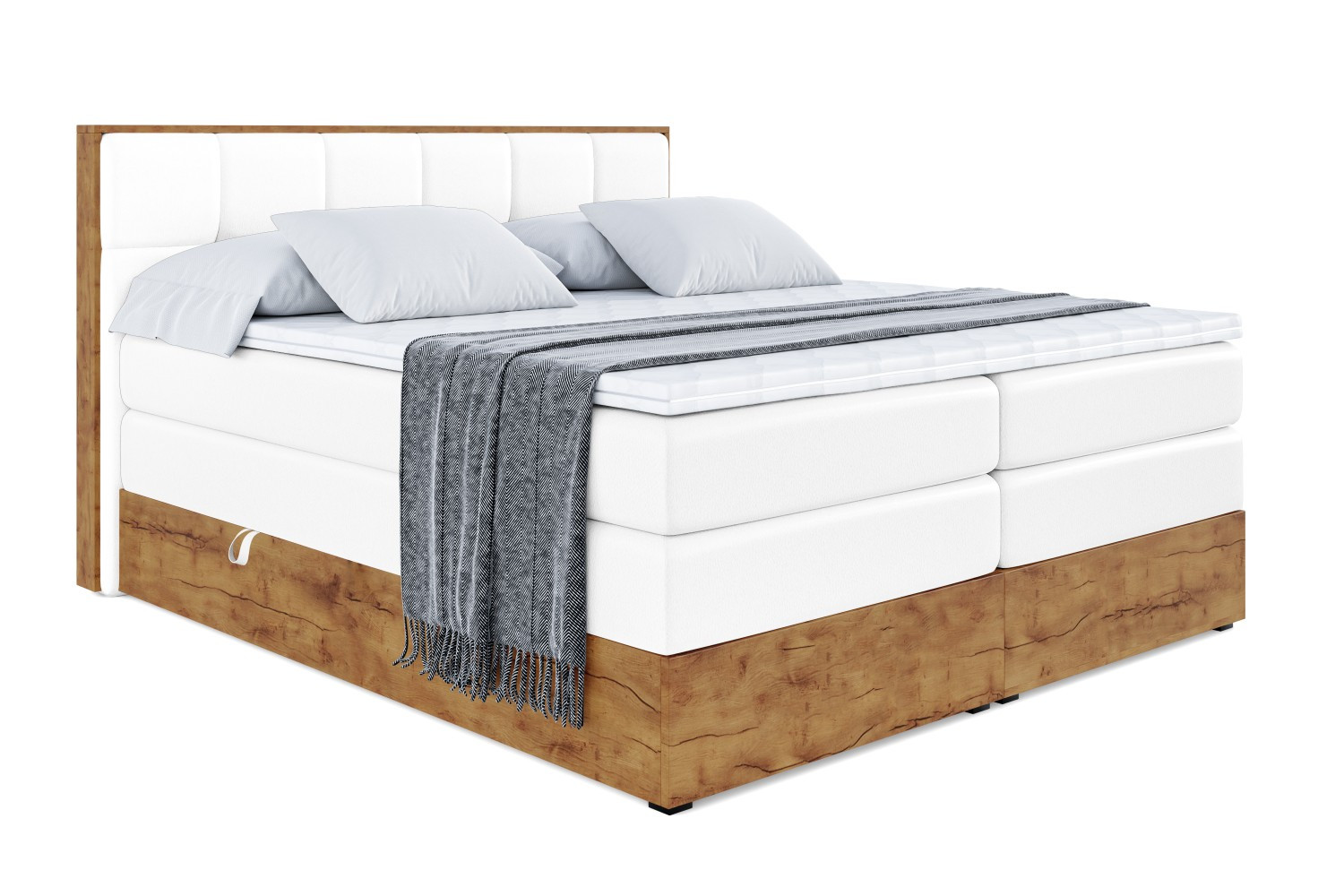 Łóżko kontynentalne z pojemnikiem i materacem H3|H4 LOLLI7 KING 120x200 cm