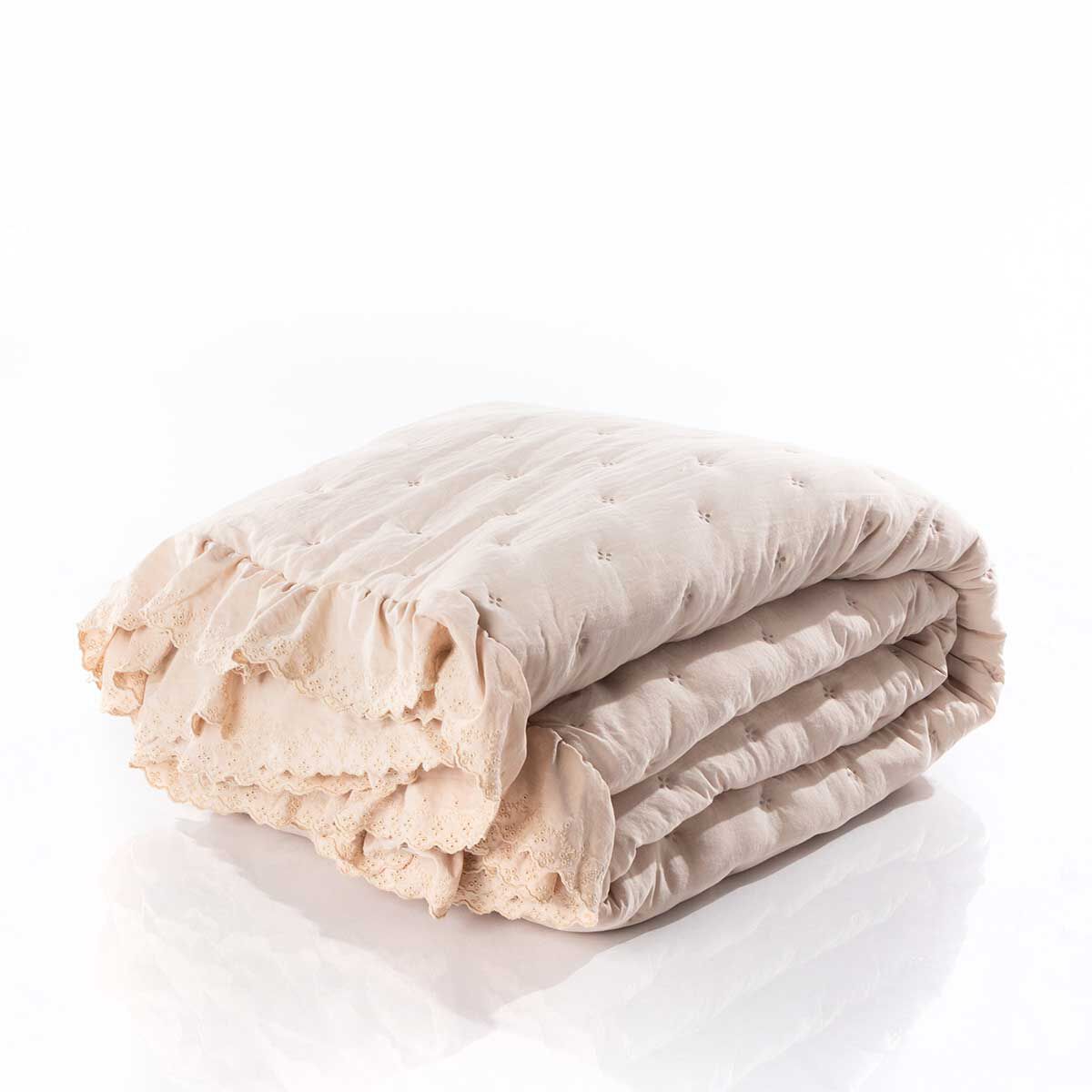 Edredão AMALFI cru com renda 250x260cm