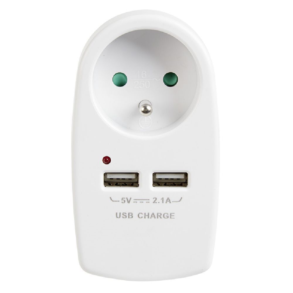 Triplite 1 prise 2 usb blanche