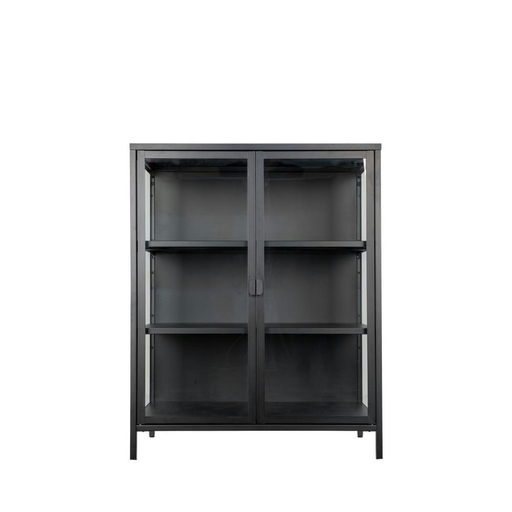 BRISBANE - Vaisselier en verre et métal H101,5cm noir