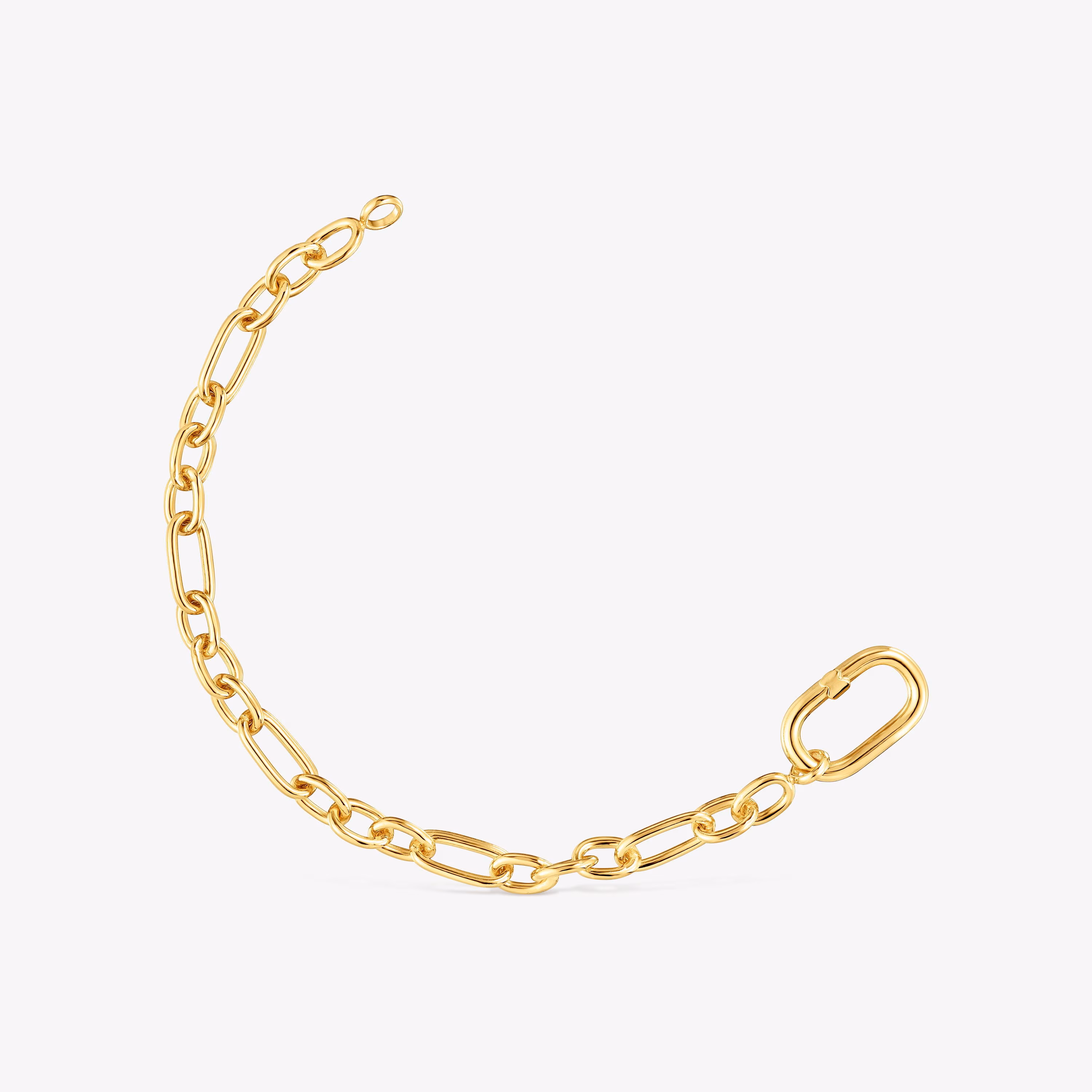 Pulsera cadena con baño de oro 18 kt sobre plata y anilla Hold Oval