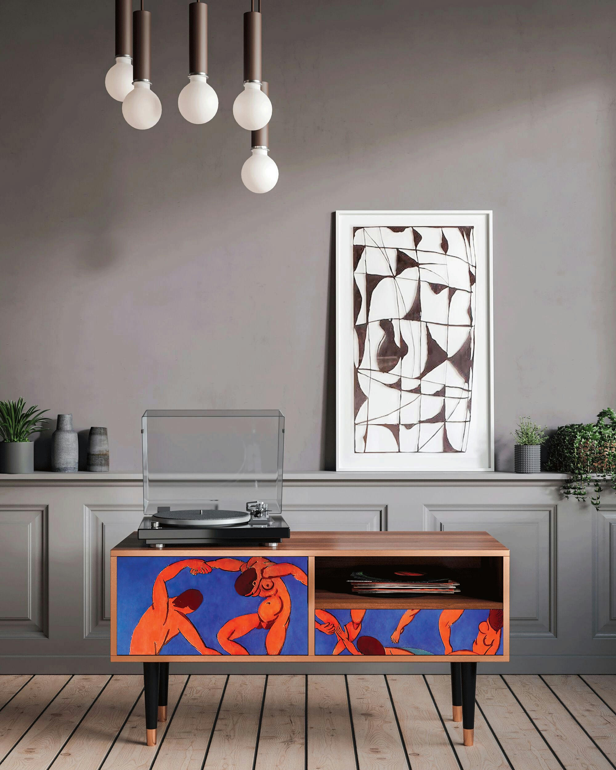 THE DANCE BY HENRI MATISSE - Meuble TV  multicolore 1 tiroir et 1 porte L 115 cm