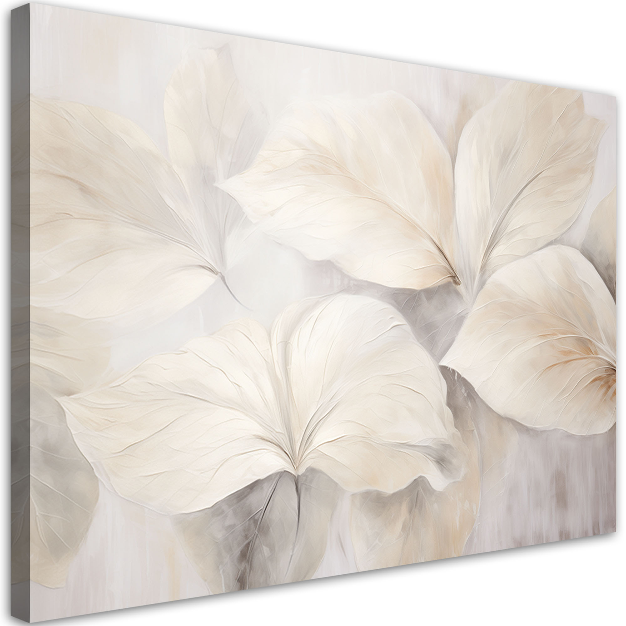 Feeby Obraz do salonu sypialni, Liście rośliny natura beżowa boho 3d 60x40