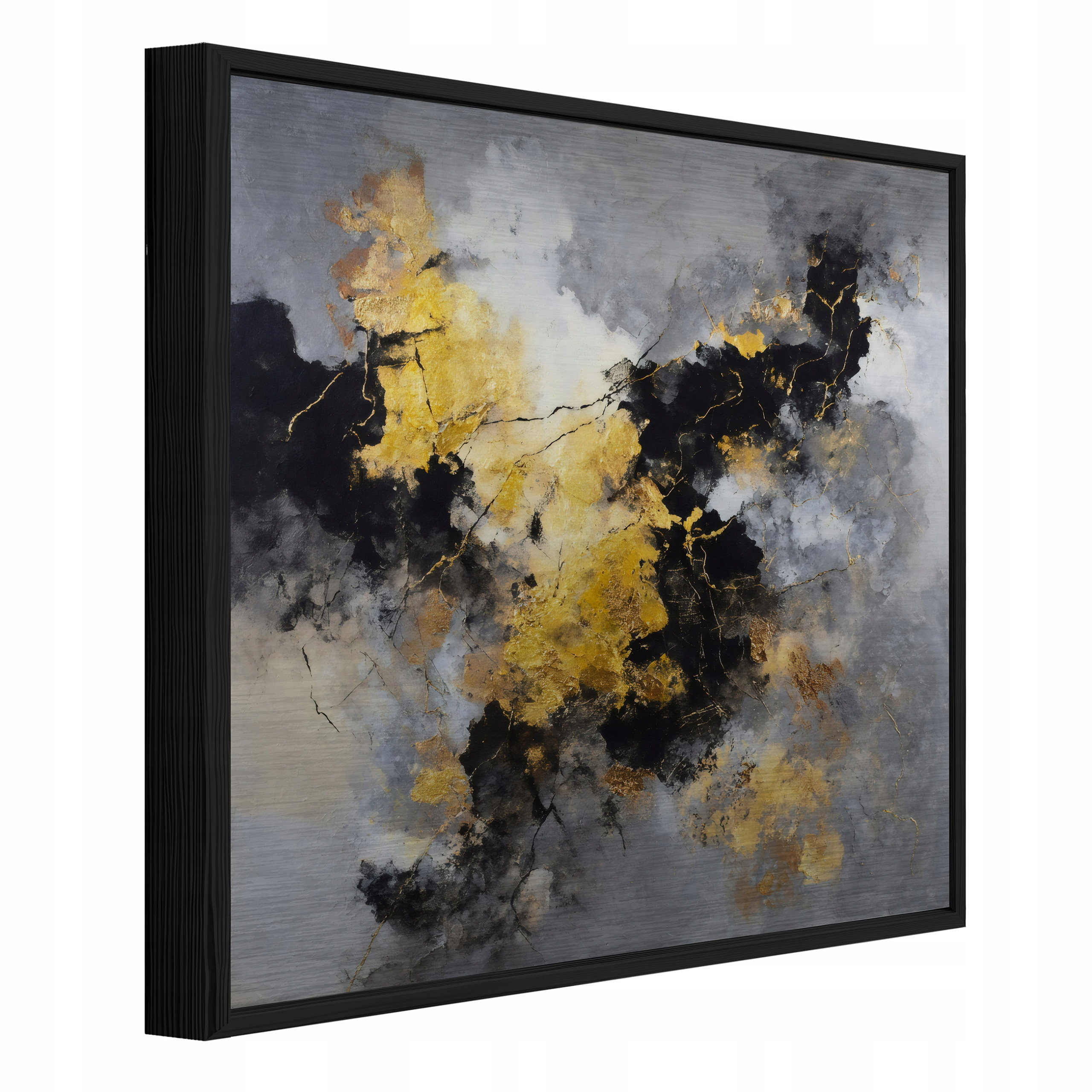 Obraz W Ramie Abstrakcja Czarny Na Metalu Do Sypialni Salonu 30x30