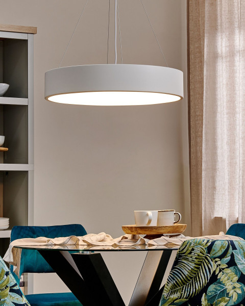 Lampa wisząca sufitowa LED ring metalowa biała