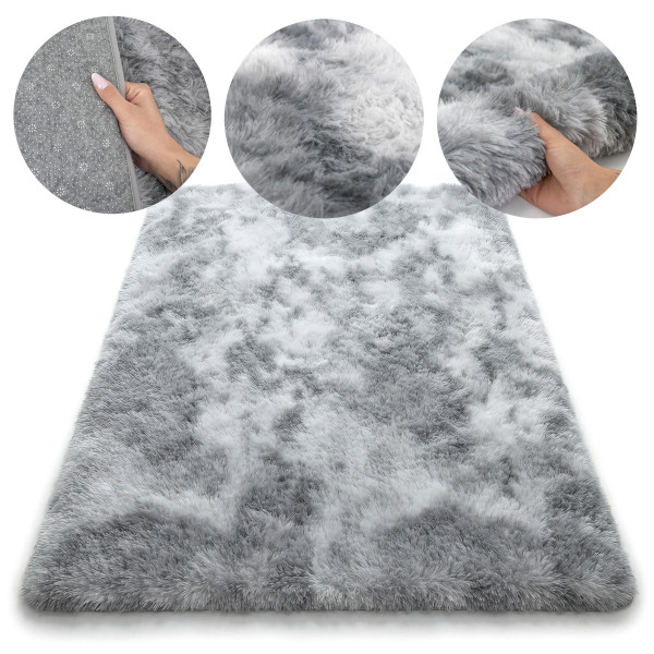 Miękki Pluszowy Dywan FLARE Eco Futro Shaggy - 120x170 cm Ombre Szary