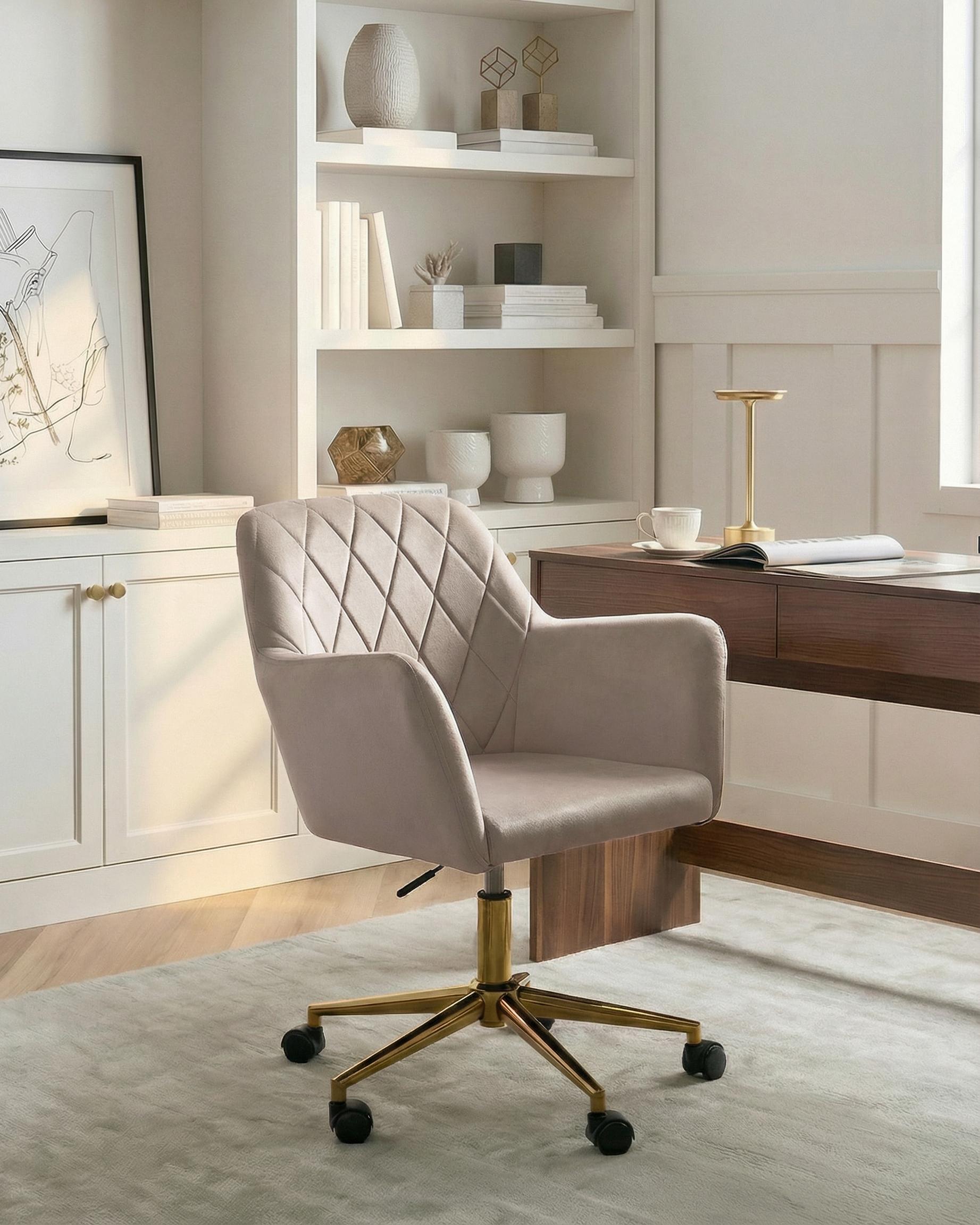 Desk Chair LELORIA Velvet Taupe