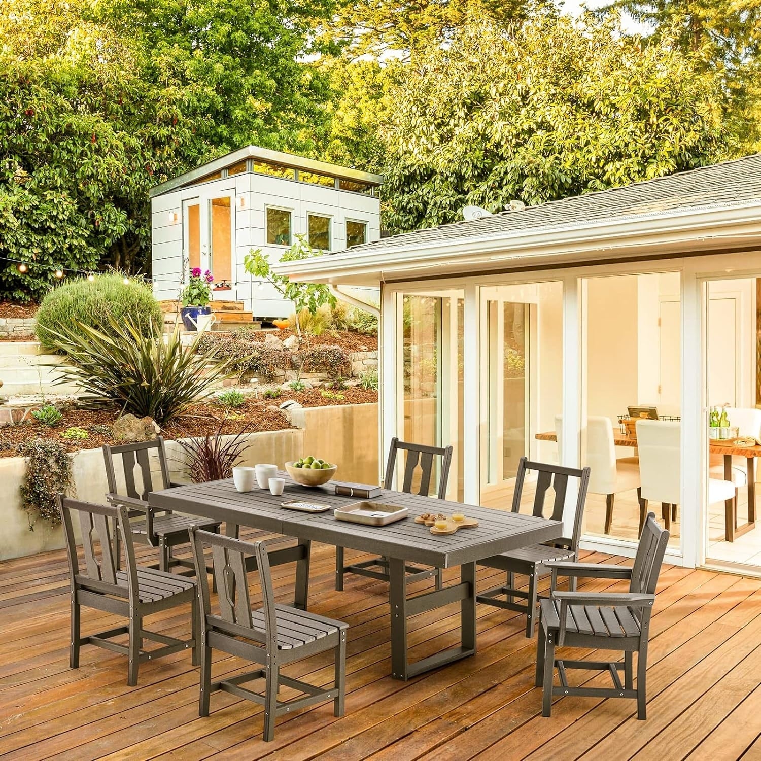 Outdoor HDPE Dining Table Set, Dining Table, Gray