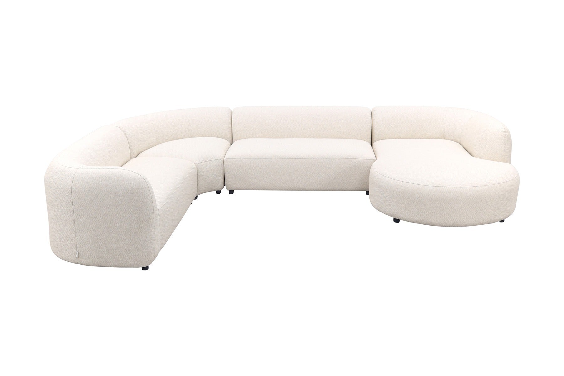 Madeira ronde u-vorm hoekbank + chaise longue links - Naturel Sunbrell