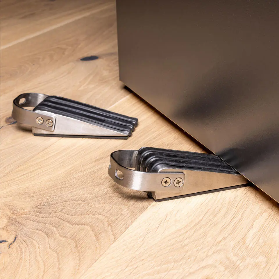 HI Deurstopper - 2x stuks - rubber - RVS - antislip