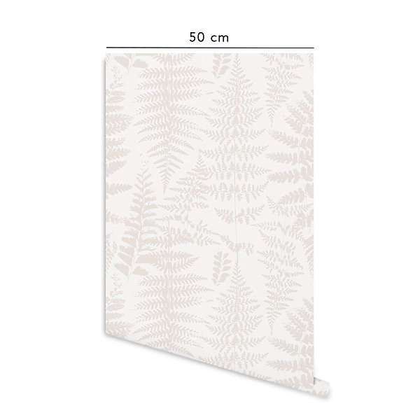 Papier peint adhésif fougère ivoire en vinyle lavable et amovible - 1 rouleau 50x300 cm - Decochic
