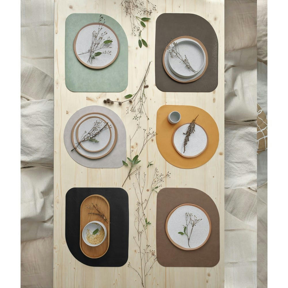 VEGAN - Set de table cuir vegan organique vert menthe 46x37cm