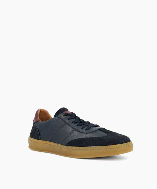 Theos Navy - Leather Low-Top Trainers
