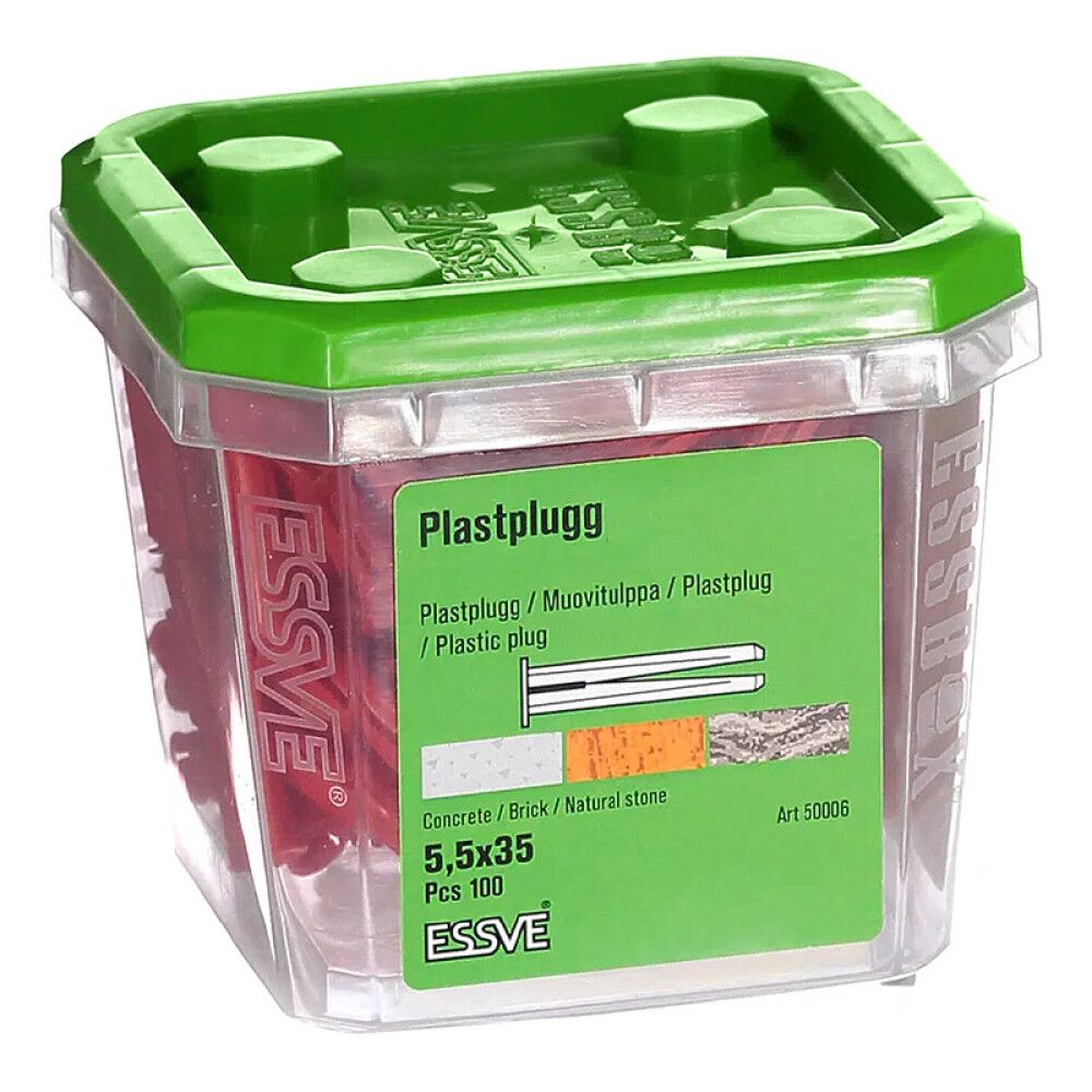 PLASTPLUGG ESSVE 5,5X35 RØD 100