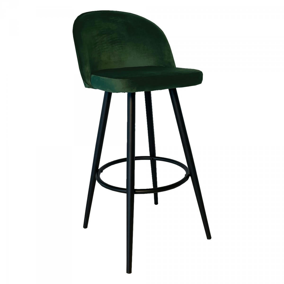 JAMES - Lot de 2 tabourets de bar modernes en velours vert