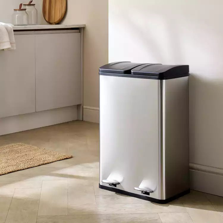 Habitat 55 Litre 2 Compartment Recycling Bin - Steel