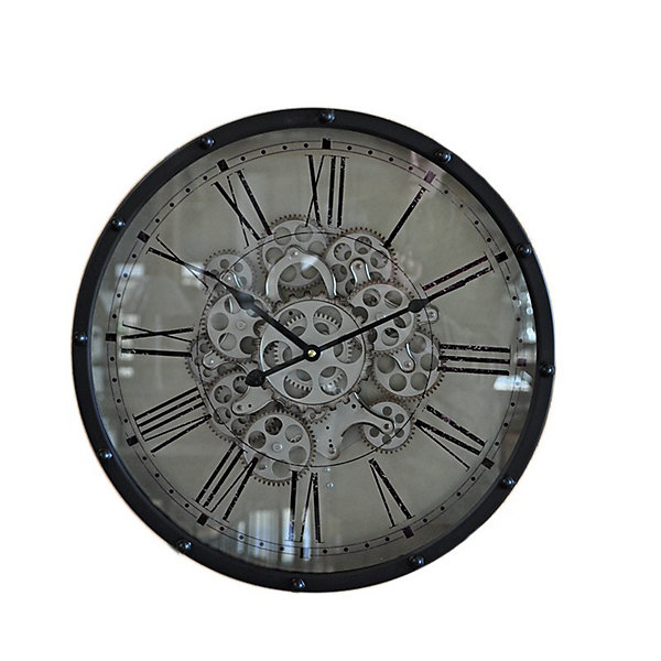 Grande horloge noire Genève 46cm