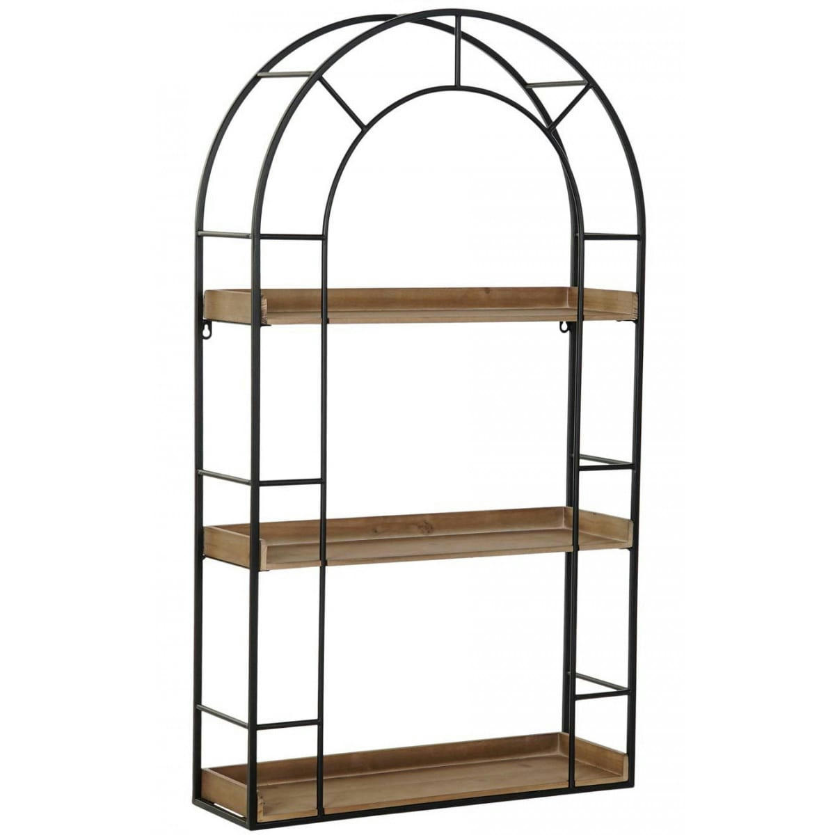 FENÊTRE - Étagère murale en métal noir et bois fenêtre 60x18x107cm