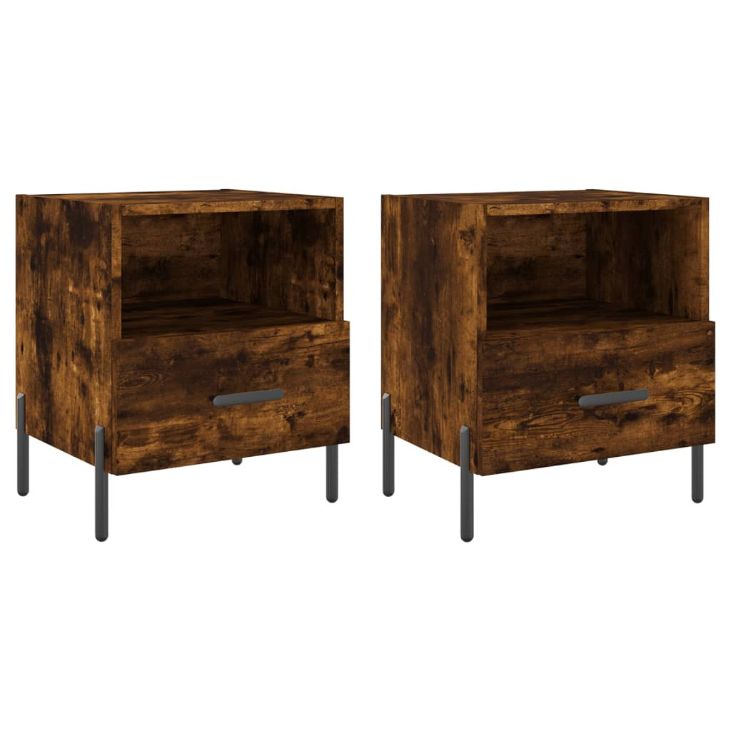 2x Szafka Nocna Stolik Komoda Brązowa z Szufladą Do Sypialni 40x35x47,5 cm