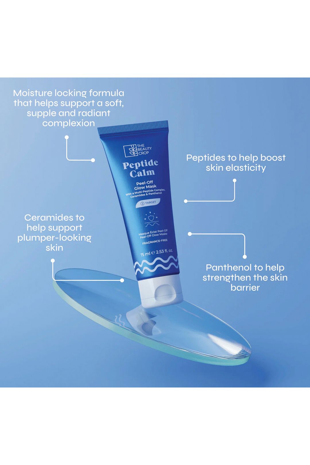 The Beauty Crop Peptide Calm Peel-Off Overnight Glow Mask with Plumping Peptides & Ceramides 75ml