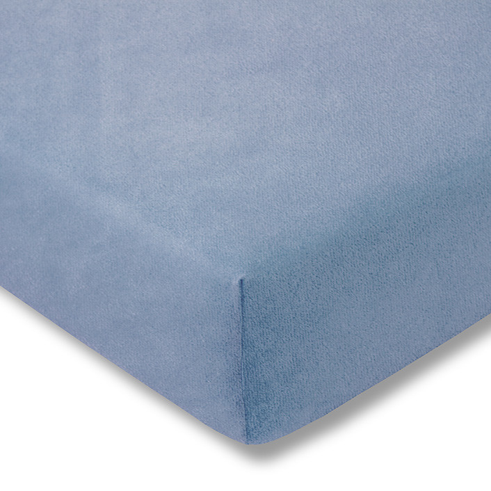 Prześcieradło welurowe z gumką 100x200 niebieskie 175g/m2
