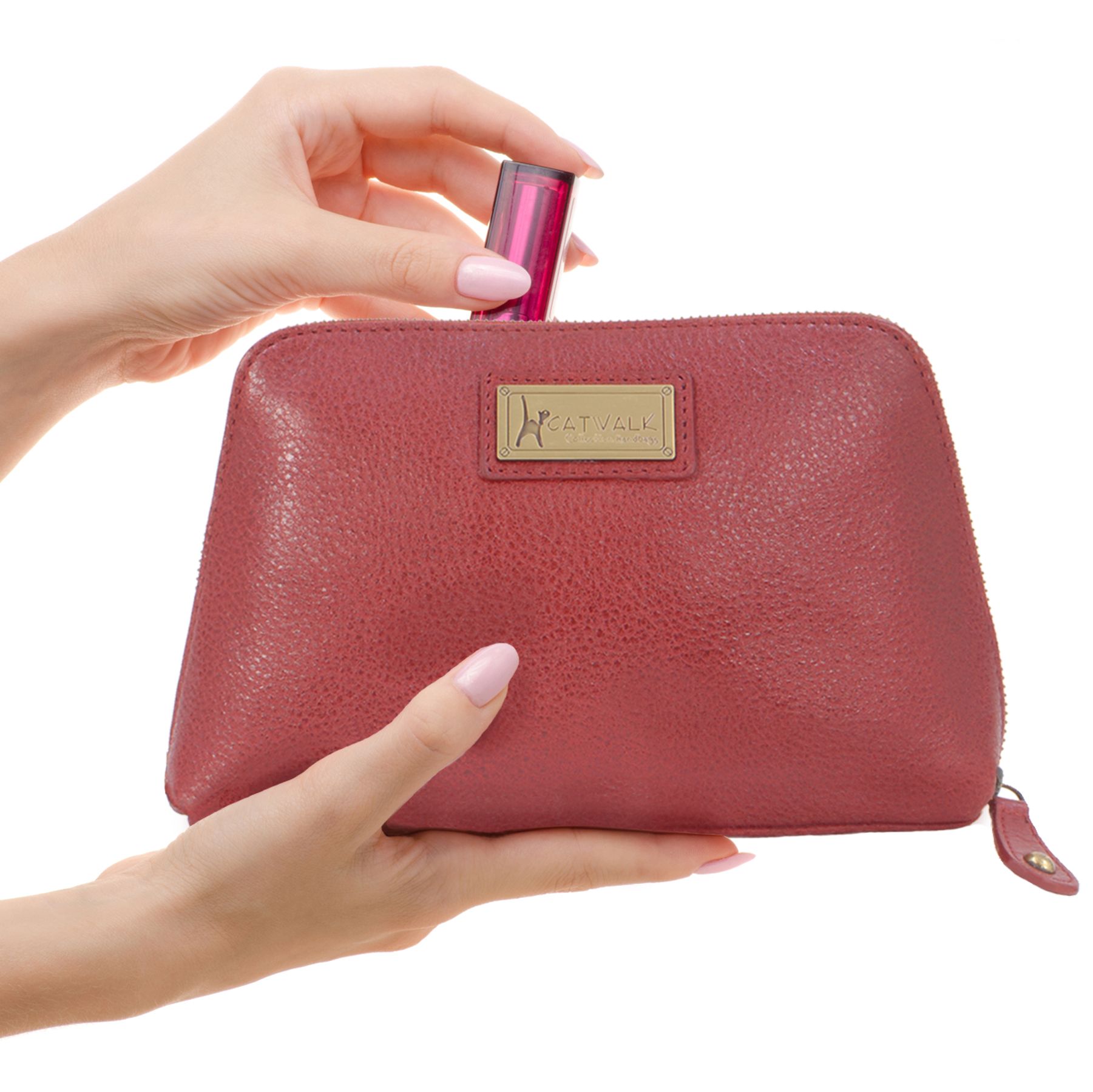 Catwalk Collection Handbags Emma Leather Cosmetic Makeup Bag