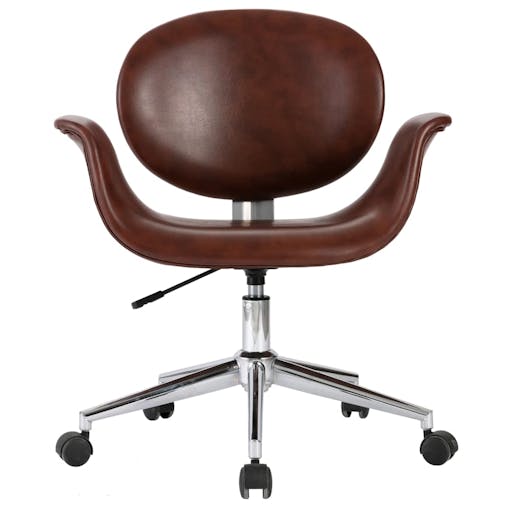 NNEVL Swivel Office Chair Brown Faux Leather