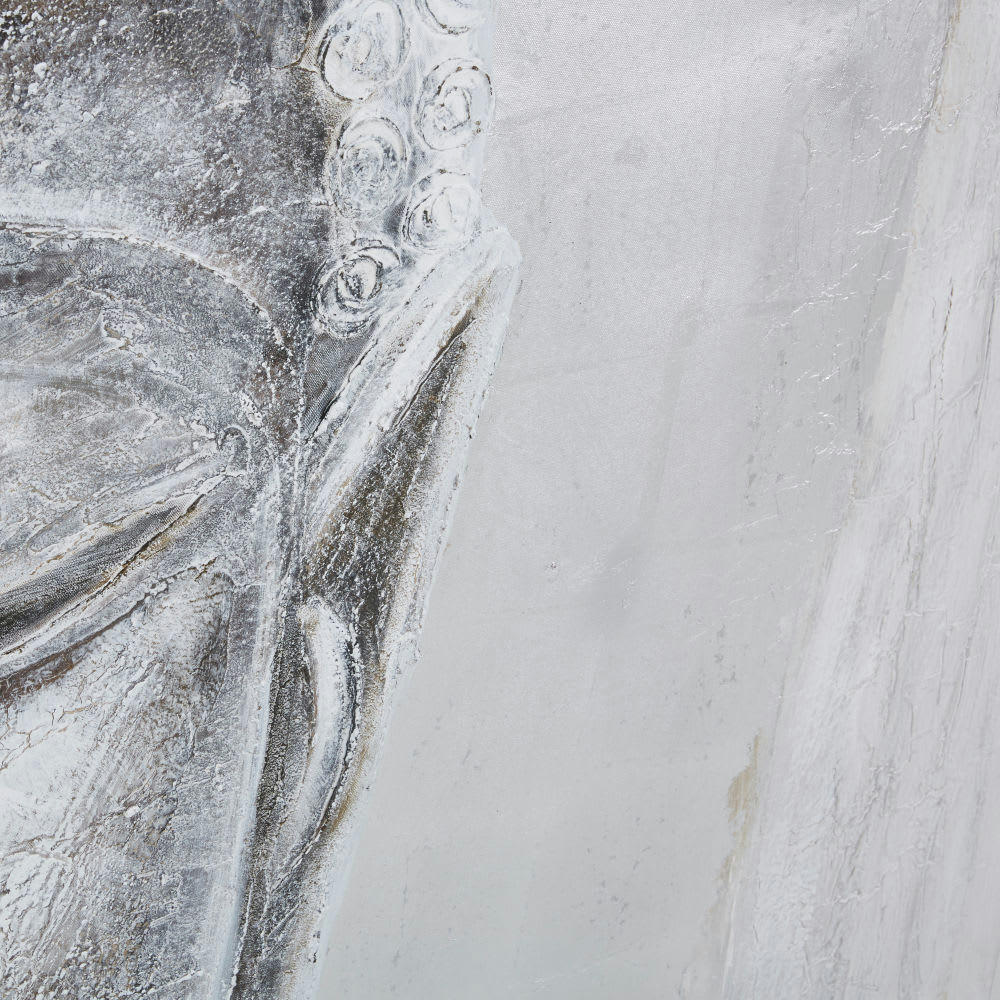 BOUDHA - Toile diptyque peinte argentée 97x194