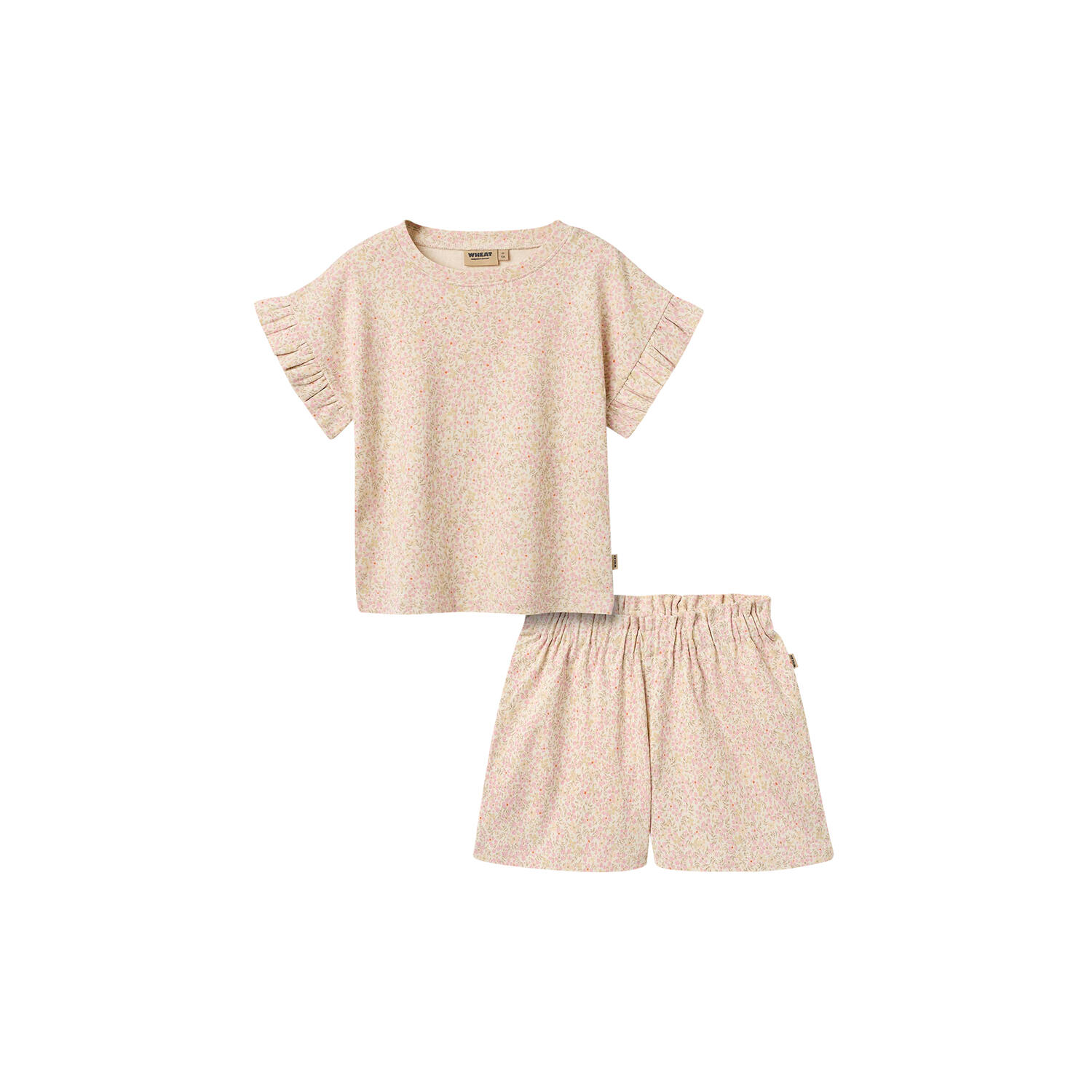Set T-shirt & Shorts Ally, coral flowers